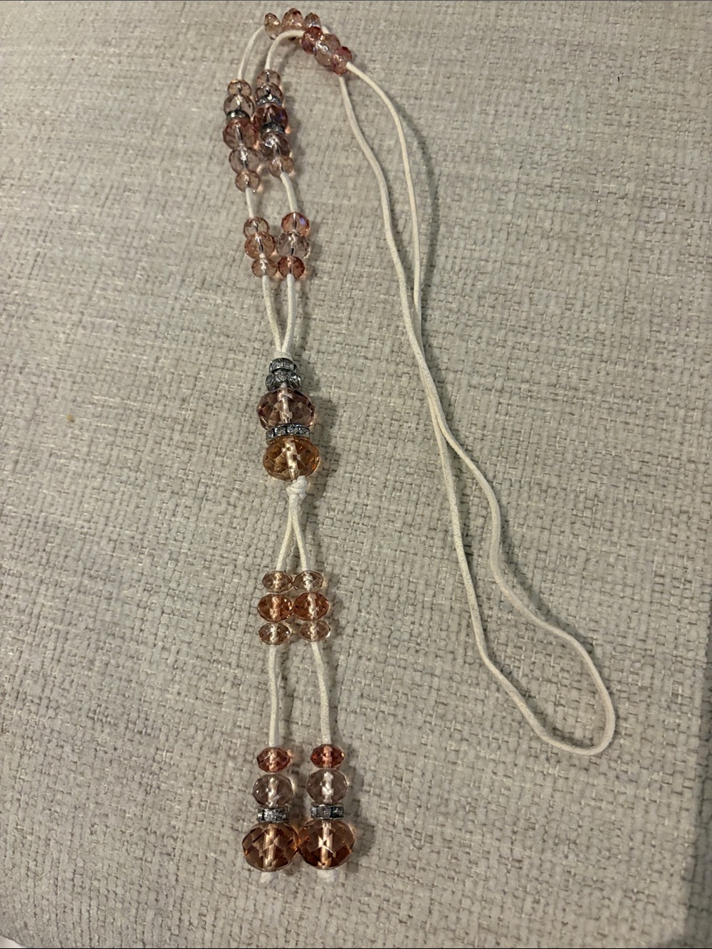 Elegant Pink Crystal Lariat Necklace with Beaded Accents